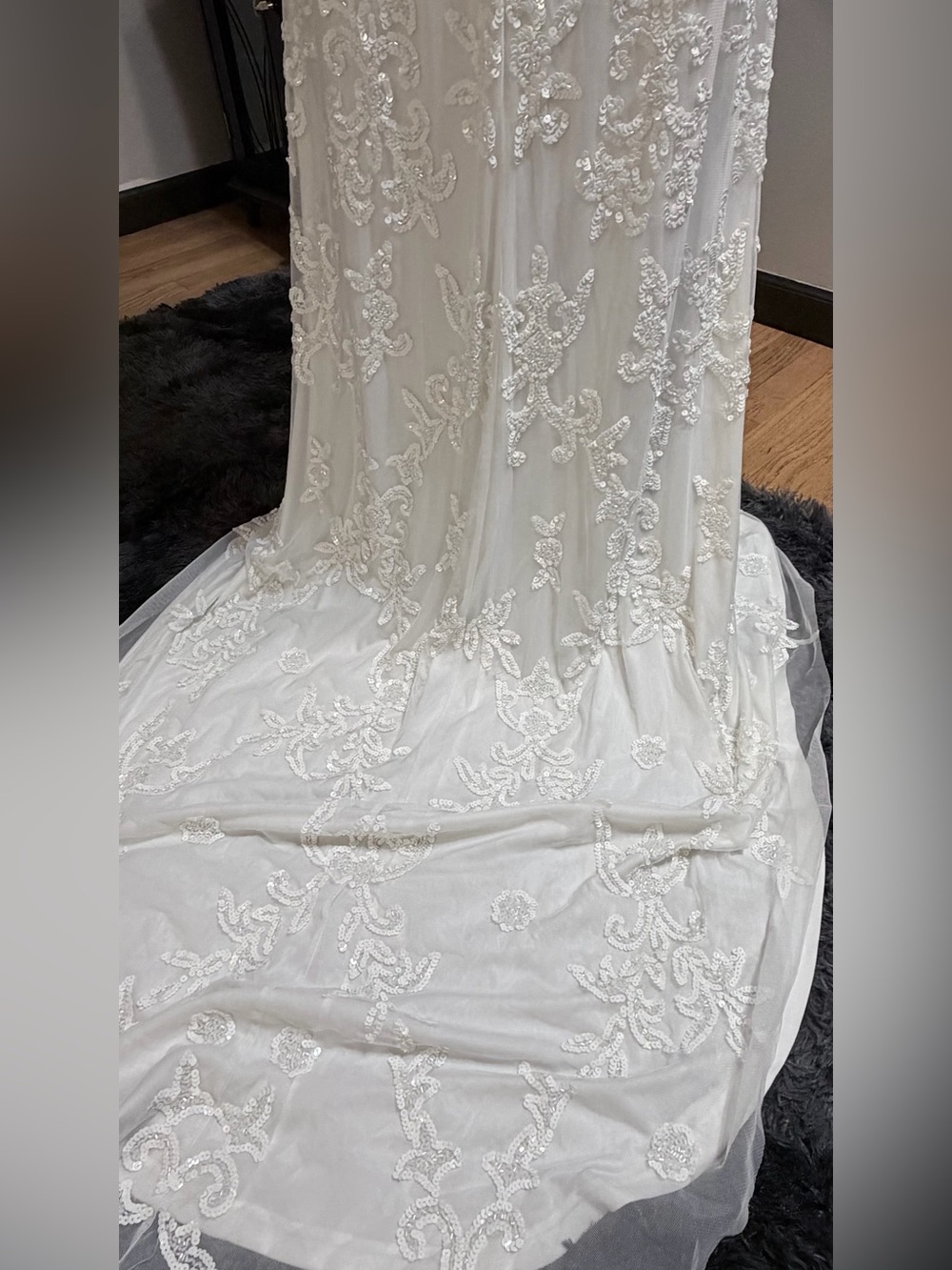 NWT Everlasting Passion Lulus White sequin beaded backless wedding gown Medium - Picture 8 of 10